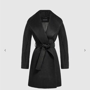 Sentaler Baby Alpaca Mid Length Shawl Collar Wrap Coat With Ribbed Sleeves - xs